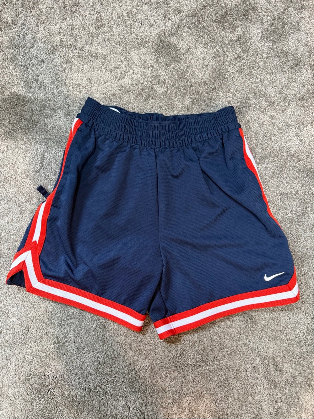 Nike Navy Athletic Shorts with Reddish/Orange and White Trim